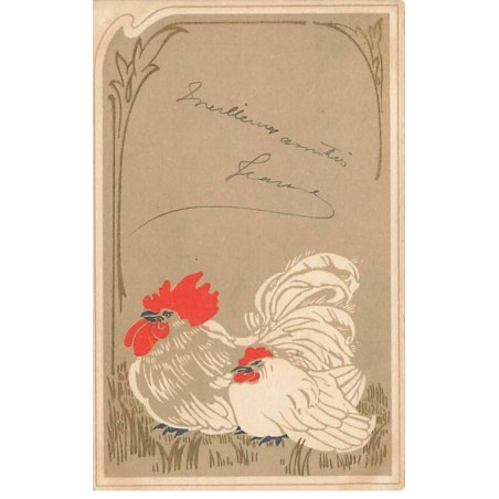 n°23705 - Illustrateur -Art Nouveau - Un coq et une poule