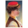 n°23715 - Fantaisie - Jeune femme de profil portant un chapeau plat