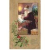 n°23720 - Carte Gaufrée - Joyeux Noël - Père Noël écrivant dans un grand livre