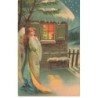 n°23726 - Noël - Clapsaddle - Ange gardien près d'une fenêtre éclairée
