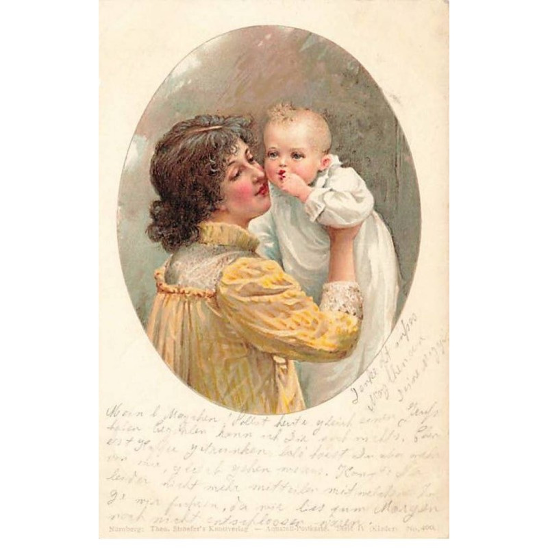 n°23739 - Fantaisie - Jeune femme embrassant un bébé
