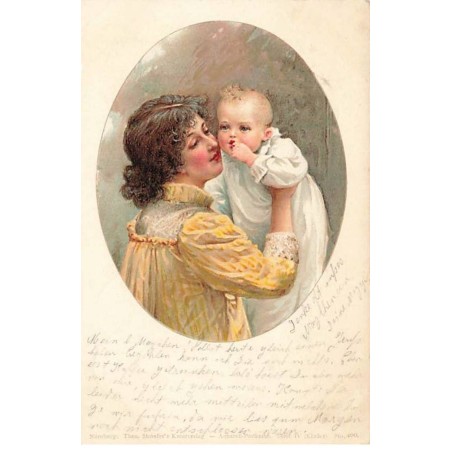 n°23739 - Fantaisie - Jeune femme embrassant un bébé
