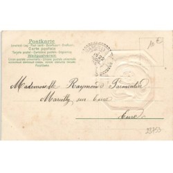 n°23753 - Carte Gaufrée - Art Nouveau - Profil d'une femme dans un médaillon