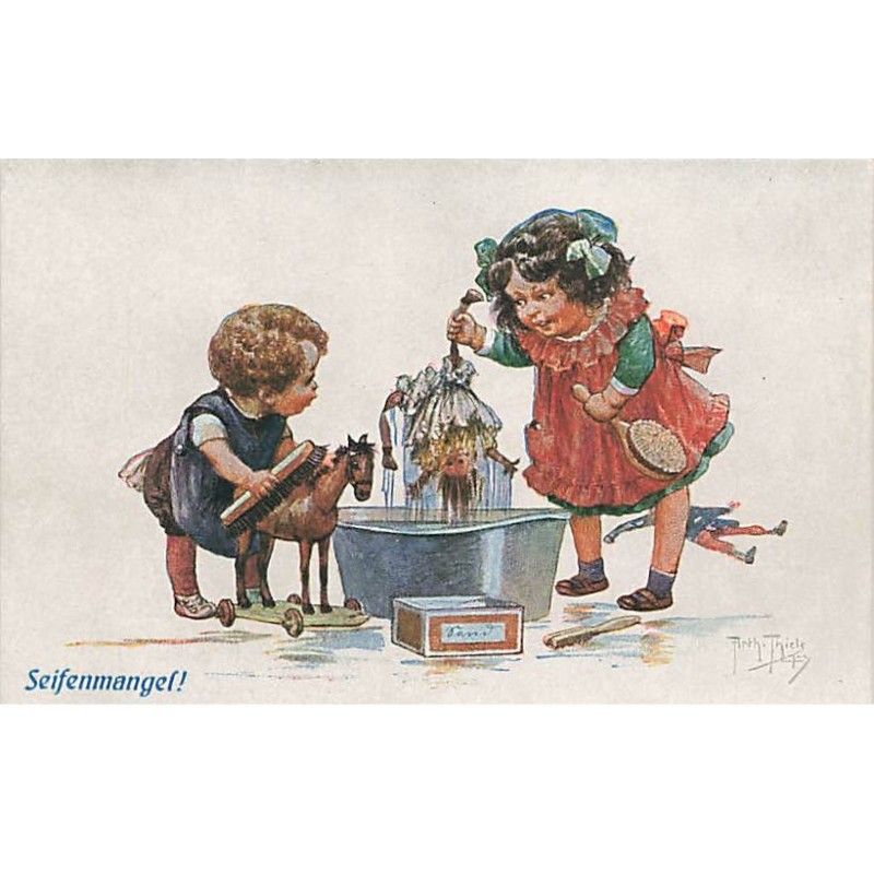 n°23801 - Arthur Thiele - Seifenmangef - Fillettes lavant leurs poupées