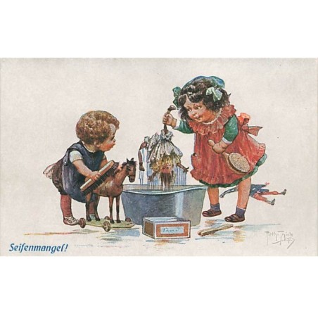 n°23801 - Arthur Thiele - Seifenmangef - Fillettes lavant leurs poupées