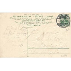 n°23814 - Carte Gaufrée - Noël - Frôhliche Weihnachten - Anges apportant un sapin, tandis que des enfants lisent