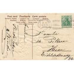 n°23816 - Carte Gaufrée - Nouvel An - Chats, un apportant un pot de fleur