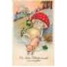 n°23817 - Nouvel An - Champignon humanisé tiré par un cochon