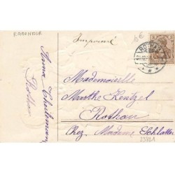 n°23821 - Carte Gaufrée - Nouvel An - Ramoneur offrant des fleurs à une jeune fille