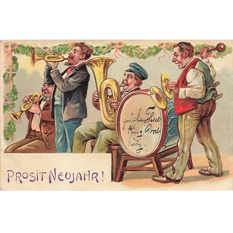n°23824 - Carte Gaufrée - Serie 9177 - Prosit Neujahr - Orchestre
