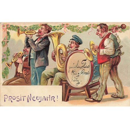 n°23824 - Carte Gaufrée - Serie 9177 - Prosit Neujahr - Orchestre