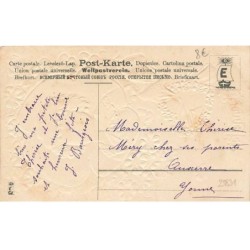 n°23831 - Carte Gaufrée - MSIB 13614 - Bonne Fête -Tête d'enfant au milieu d'un trèfle, près d'un coeur fait de fleurs