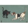 n°23839 - Animaux - Chat noir ayant peur d'un chien