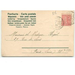 n°2384 - Carte Gaufrée - Angelot assis au pied d'un trèfle