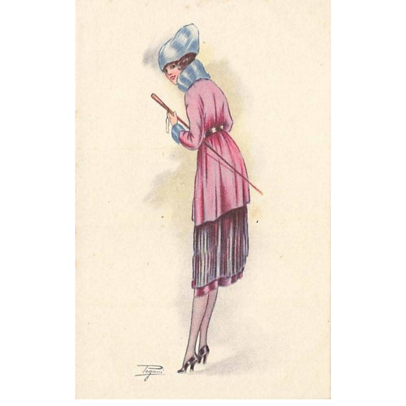 n°23859 - Illustrateur Pagani n°494-1 - Jeune femme élégante de dos tenant une canne