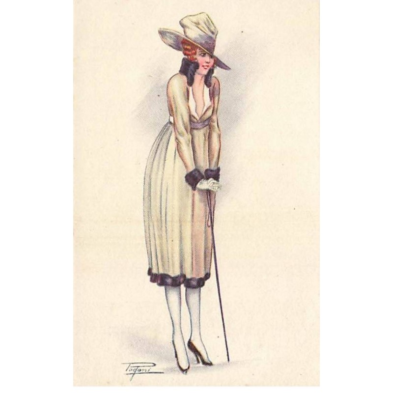 n°23861 - Illustrateur Pagani n°494-6 - Jeune femme élégante s'appuyant sur une canne