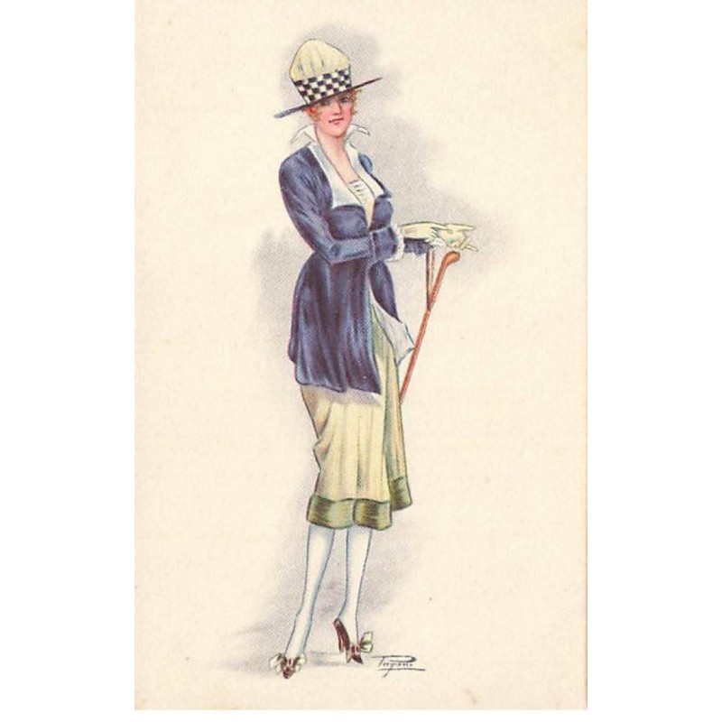 n°23862 - Illustrateur Pagani n°494-2 - Jeune femme élégante mettant des gants