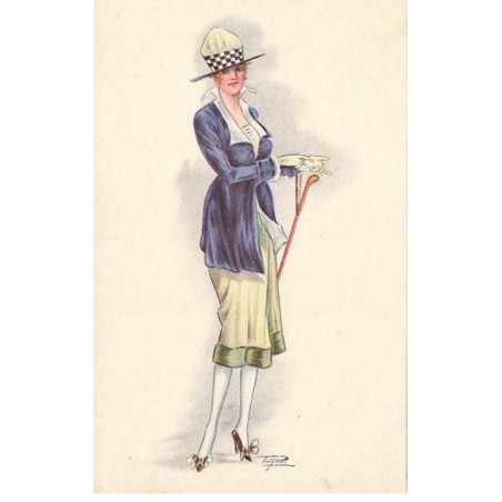 n°23862 - Illustrateur Pagani n°494-2 - Jeune femme élégante mettant des gants