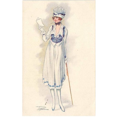 n°23863 - Illustrateur Pagani n°494-3 - Jeune femme élégante lisant un mot
