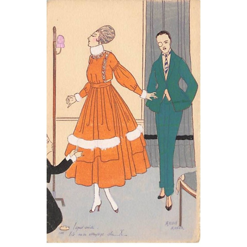 n°23867 - Illustrateur - edit. Lapina - Maggy Monier - Un couple, la femme essayant une robe