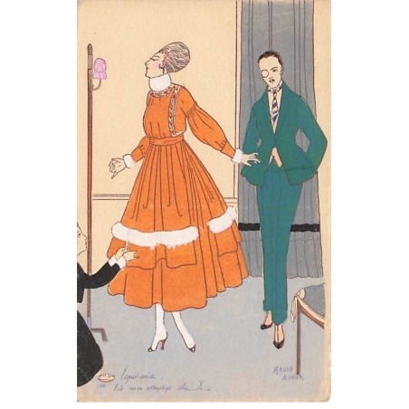 n°23867 - Illustrateur - edit. Lapina - Maggy Monier - Un couple, la femme essayant une robe