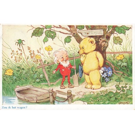 n°23871 - Illustrateur - F. Baumgarten - Zou ik het wagen ? - Lutin et un ours en peluche - Teddy Bear