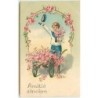 n°11684 - Carte Fantaisie Gaufrée - Amitié sincère - Garçon avec des fleurs