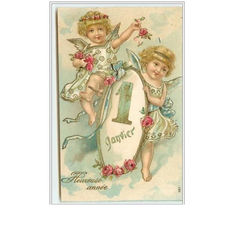 n°2389 - Carte Gaufrée - Heureuse Année - 1er Janvier - Angelots