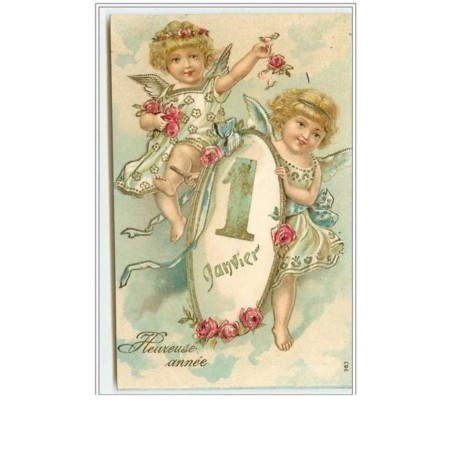 n°2389 - Carte Gaufrée - Heureuse Année - 1er Janvier - Angelots