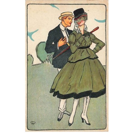 n°23908 - Illustrateur - Couple se promenant