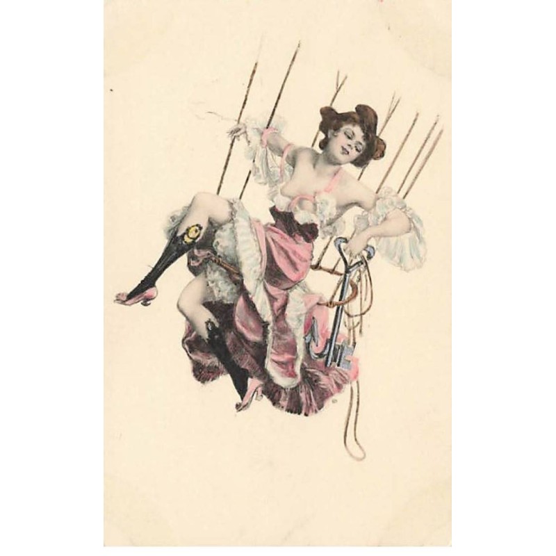n°23911 - Illustrateur - MM Vienne n°105 - Jeune femme en tenue légère se balançant en tenant une clé