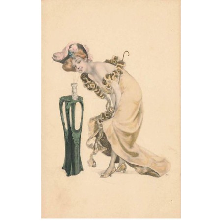 n°23912 - Illustrateur - MM Vienne n°105 - Jeune femme en tenue légère buvant une verre avec une paille