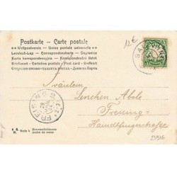 n°23916 - Fantaisie - Jeune femme de dos, coiffé d'un chignon et d'une rose
