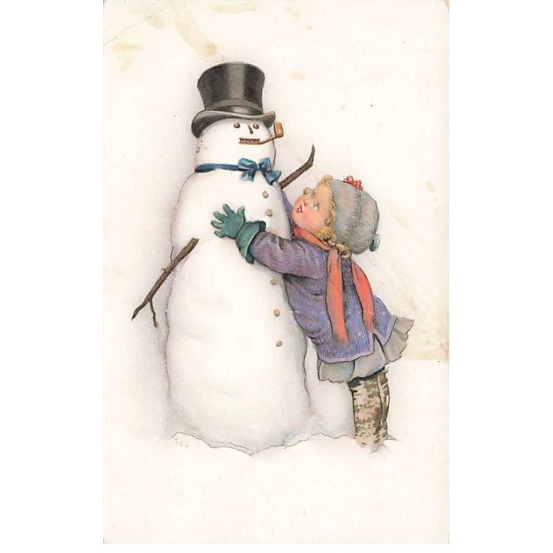 n°23920 - MM Vienne 879 - SB Pearce - Fillette faisant un câlin à un Bonhomme de Neige