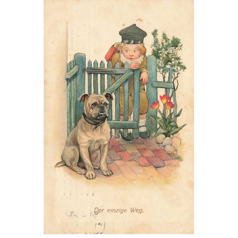 n°23922 - MM Vienne 586 - SB Pearce - Der einzige Weg - Enfant passant près d'un chien - Bouledogue