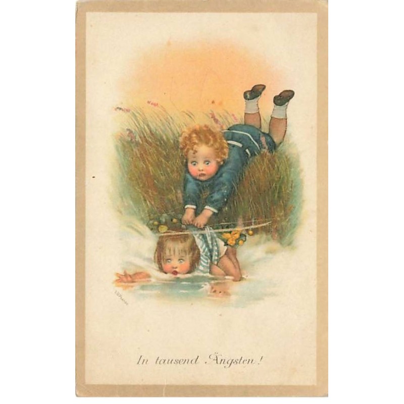 n°23924 - MM Vienne 922 - SB Pearce - In tausend Angsten - Garçon récupérant une fillette tombée dans l'eau