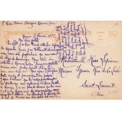 n°23926 - Bonne Année - Jeune femme portant des paquets, et un boa rouge