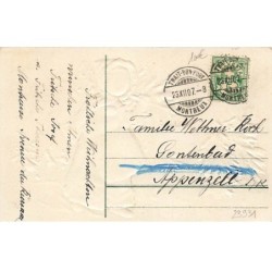 n°23931 - Carte Gaufrée - Joyeux Noël - Fillette marchant dans la nuit avec une lanterne