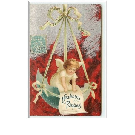 n°2394 - Heureuses Pâques - Angelot dans une coquille d'oeuf - Clapsaddle