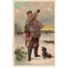 n°23949 - Animaux - Chien - Teckel regardant un chasseur buvant