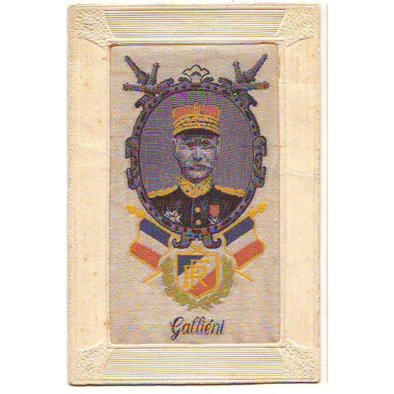 n°23952 - Carte Tissée Soie - Militaire - Portrait de Galliéni - Carte vendue en l'état