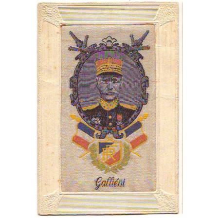 n°23952 - Carte Tissée Soie - Militaire - Portrait de Galliéni - Carte vendue en l'état