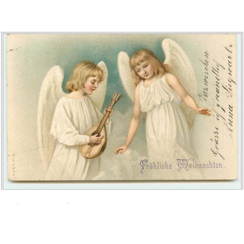 n°2396 - A amp  MB n°571 - Fröhliche Weihnachten - Anges et mandoline