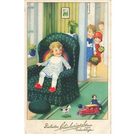 n°23967 - F. Baumgarten - Diebesten Glückwünsche zum Geburtstage - Enfants rendant visite à un autre