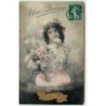 n°11694 - Carte Fantaisie - Portrait d'Enfant - Bonne Fête - Un baiser
