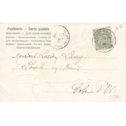n°23970 - Carte Gaufrée - Pâques - Deux lièvres, l'un prenant l'autre en photo