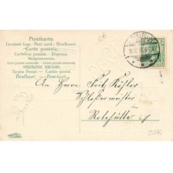 n°23976 - Carte Gaufrée - Nouvel An - Bring's Glück 1906 - Enfant portant un champignon