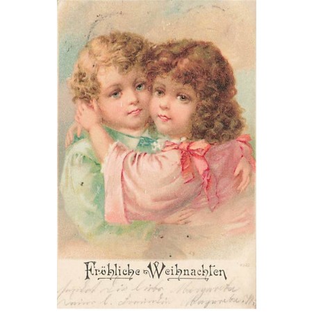 n°23979 - Noël - Fröhliche Weihnachten - Couple d'enfant se câlinant
