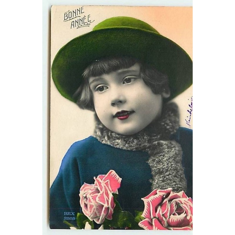 n°11697 - Carte Fantaisie - Portrait d'Enfant - Bonne Année