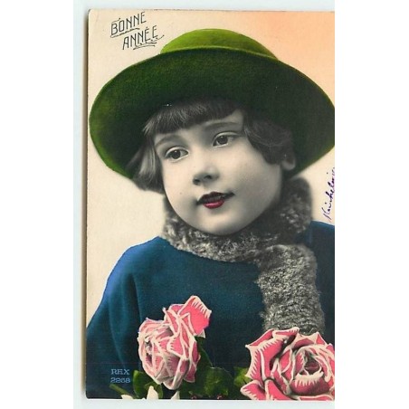 n°11697 - Carte Fantaisie - Portrait d'Enfant - Bonne Année